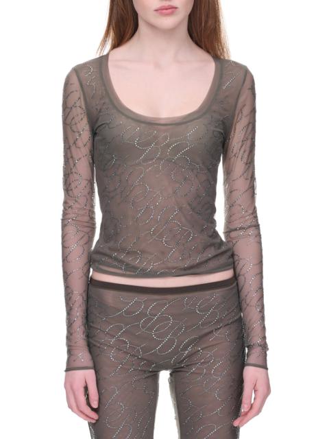 Blumarine Rhinestone Logo Top