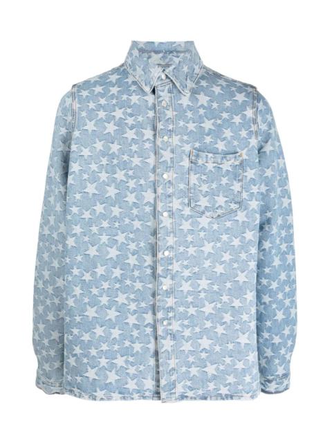 ERL STAR-PATTERN COTTON DENIM SHIRT