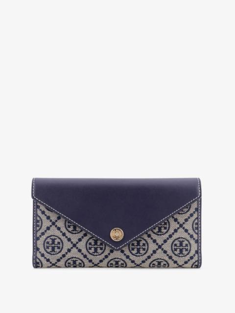 TORY BURCH - Tory Burch Leather And T Monogram Fabric Wallet