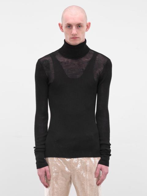 EGONLAB Black Rib-Knit Turleneck Sweater