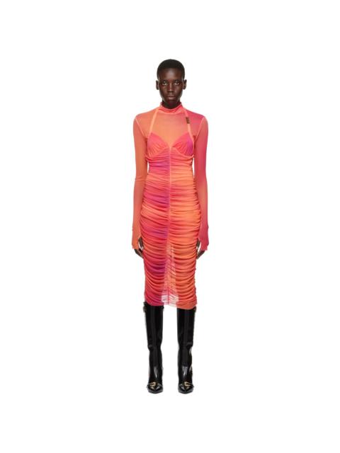 VERSACE JEANS COUTURE Pink Ruched Midi Dress