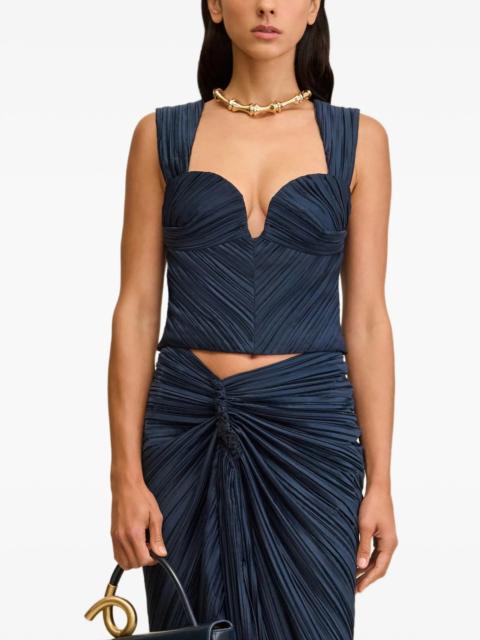 Cult Gaia pleated sweetheart-neck top