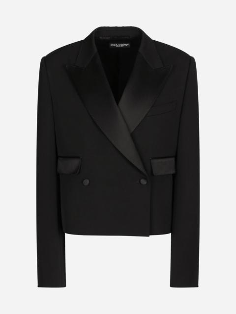 Dolce & Gabbana Short double-breasted wool gabardine tuxedo jacket