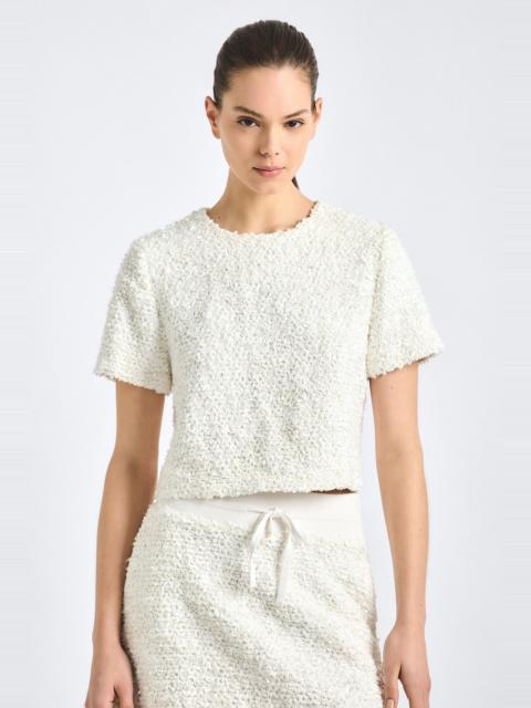 DEREK LAM 10 CROSBY SYRENA PAILLETTE BOUCLE CROPPED BOXY TEE