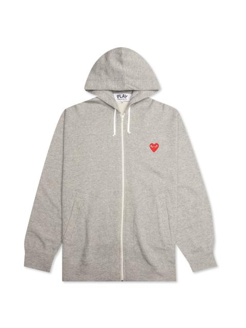 Comme des Garçons PLAY COMME DES GARCONS PLAY MULTI HEART ZIP HOODED SWEATSHIRT - GREY