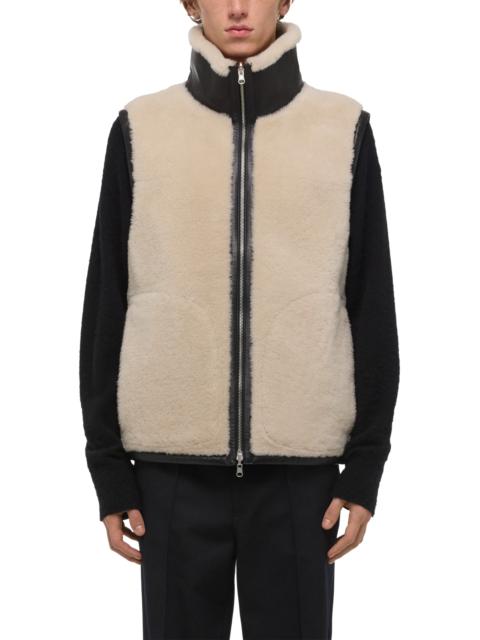 Helmut Lang Helmut Lang Reversible Genuine Shearling Vest in Cremello/Black at Nordstrom