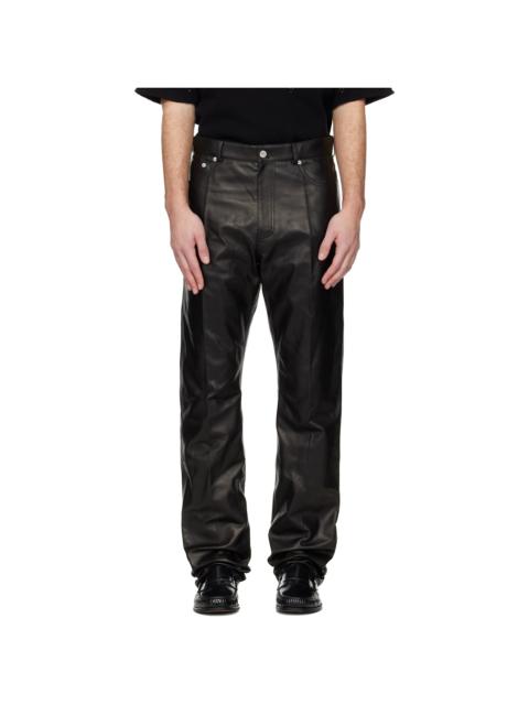 FERRAGAMO Black Five Pocket Nappa Leather Pants