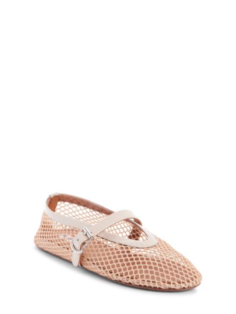 Alaïa Alaïa Fishnet Ballerina Flat in Nude Clair at Nordstrom