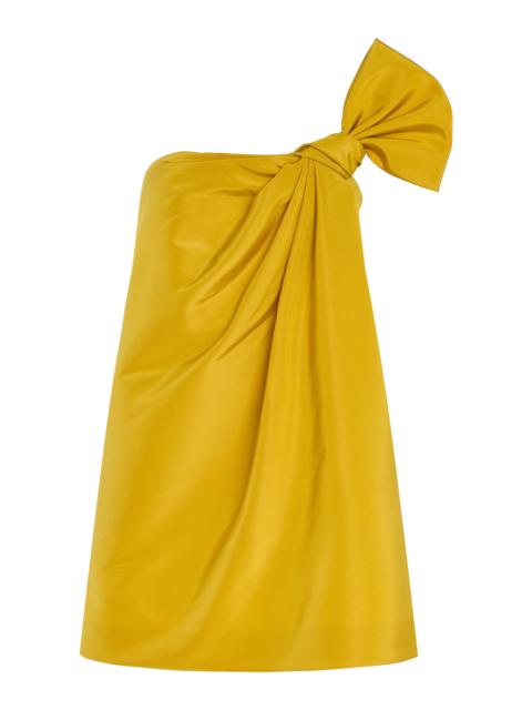 Oscar de la Renta Asymmetric Silk Faille Mini Dress yellow