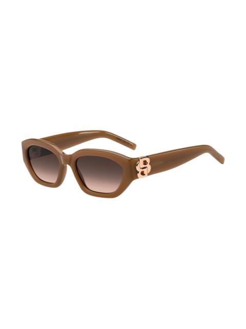 BOSS TAN-ACETATE SUNGLASSES WITH DOUBLE B MONOGRAM