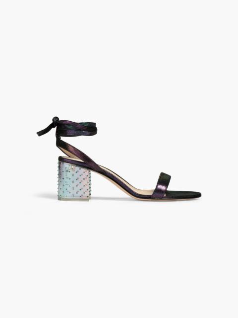 Gianvito Rossi Embellished iridescent leather sandals