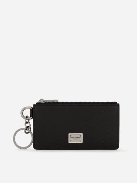 Dolce & Gabbana Calfskin card holder with ring and logo tag