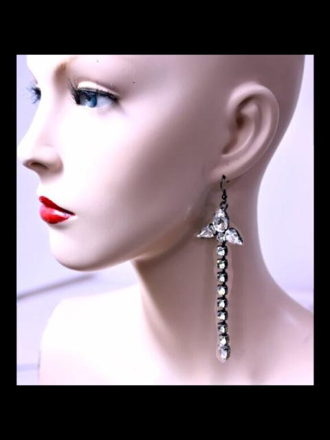 Other Designers EMANUELE BICOCCHI Italy Sterling Silver & Rhinestone Dangle Earrings