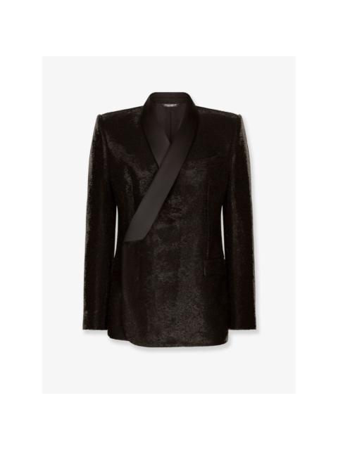 Dolce & Gabbana DOLCE & GABBANA Black Sicilia Tuxedo Sequin Blazer New & Aut