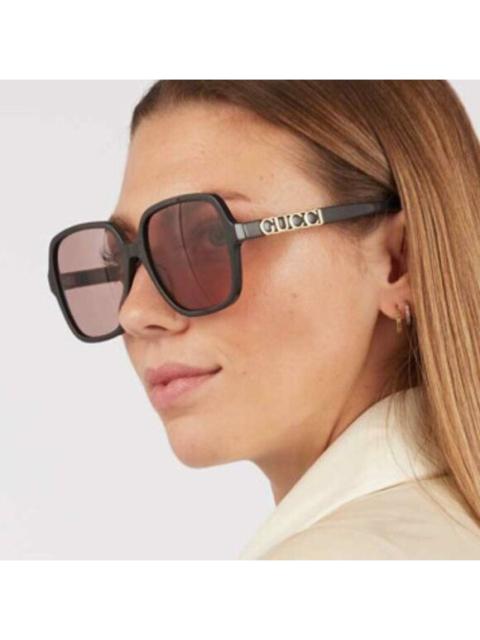GUCCI SALE! NEW Gucci GG1189S 005 Violet Brown Square Oversized Women Sunglasses