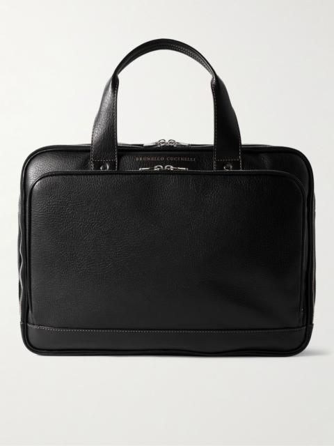 Brunello Cucinelli Textured-Leather Briefcase Black