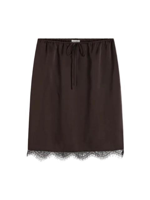 ST. AGNI Fine Lace Skirt in Bark