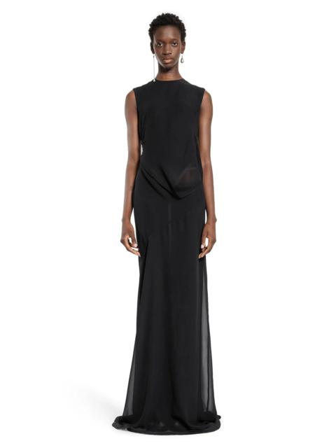 Ann Demeulemeester Leah-Long-Asymmetric-Dress-In-Silk-Georgette