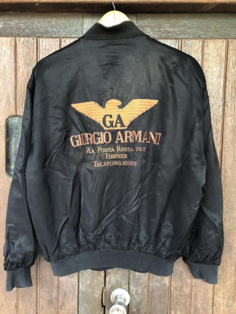 Other Designers Streetwear - Giogio Armani embroidered Black Satin Bomber Jackets
