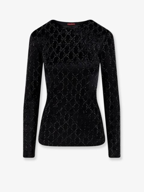 GUCCI Gucci Chenille Top With All-Over Crystal Gg Motif