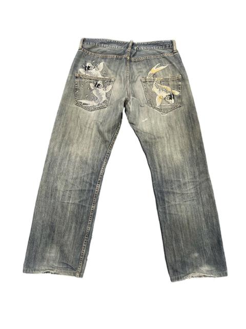 Other Designers Vintage Sukajan Koi Distressed Denim Pants