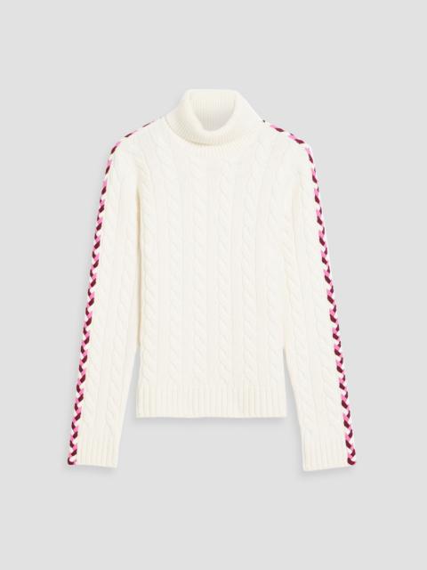 DEREK LAM 10 CROSBY Embroidered cable-knit wool turtleneck sweater