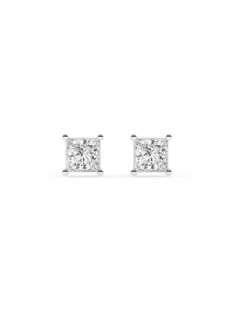 Other Designers Brilliant Diamond 1.25 Carat Princess Lab Grown Diamond Stud Earrings in 14K White Gold,Push Back Cl