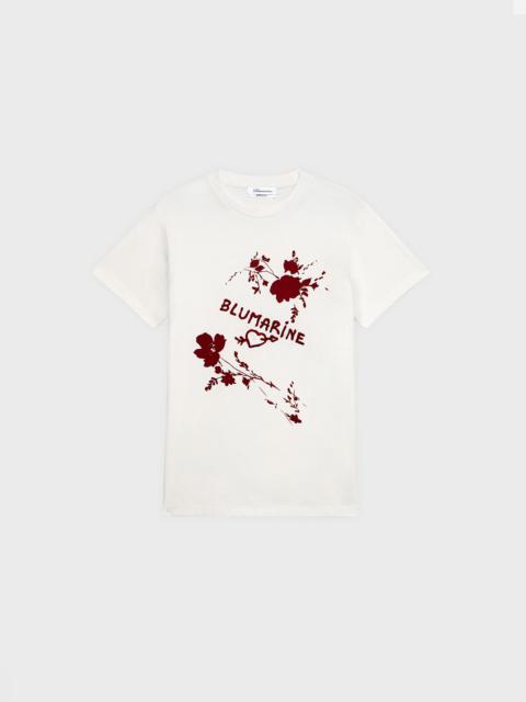 Blumarine T-SHIRT WITH ROSE PRINT AND BLUMARINE LOGO