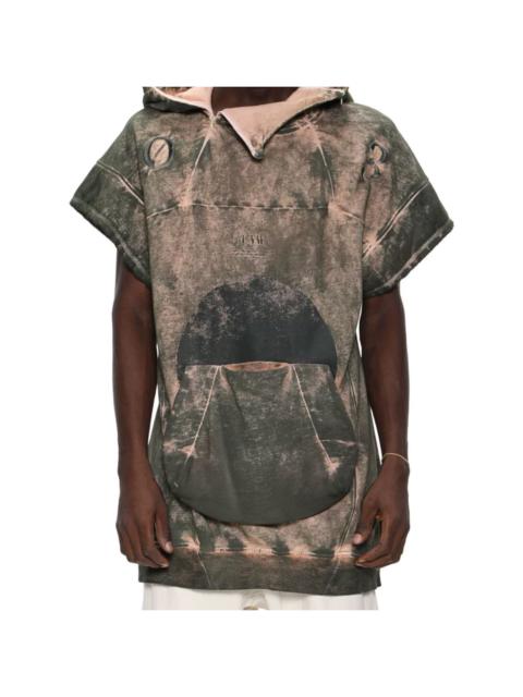 MOON PRMTVSM MOLDY THYME GARMENT-DYED PRINTED SLEEVELESS JACKET SIZE L/XL