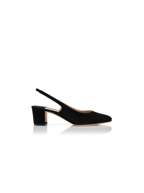 Manolo Blahnik Black Suede Slingback Pumps