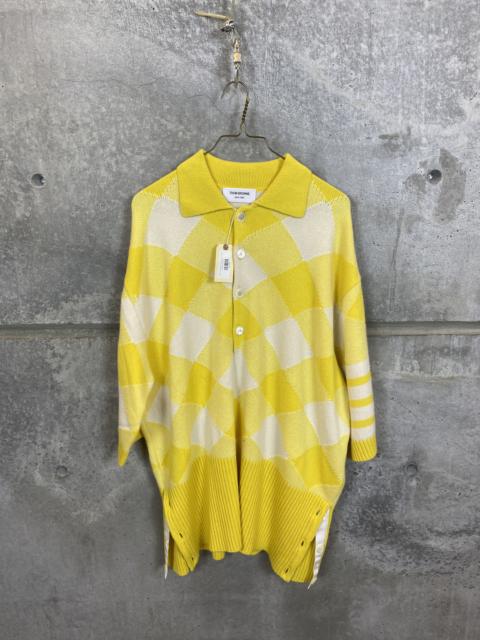 Thom Browne $2300 THOM BROWNE OVERSIZED 4 BAR GINGHAM CASHMERE CARDIGAN