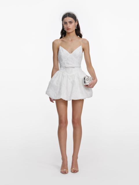 self-portrait White Organza Mini Dress