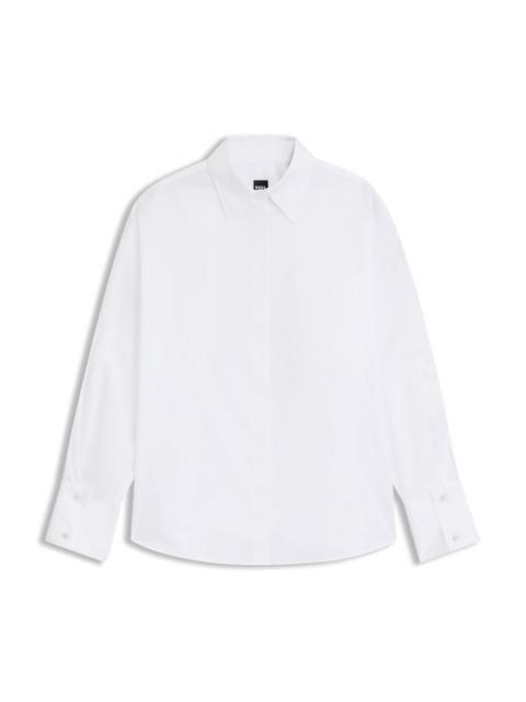 BOSS RELAXED-FIT BLOUSE IN COTTON POPLIN