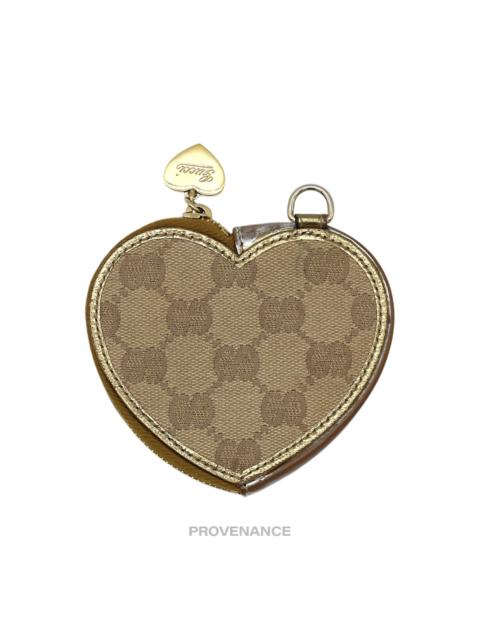 GUCCI Gucci GG Canvas Coin Wallet - Bronze Heart Metallic