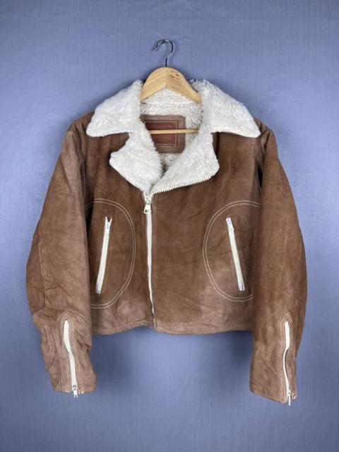 Other Designers Leather × Vintage - VINTAGE DEPT Double Collar Sherpa Cropped Leather Jacket