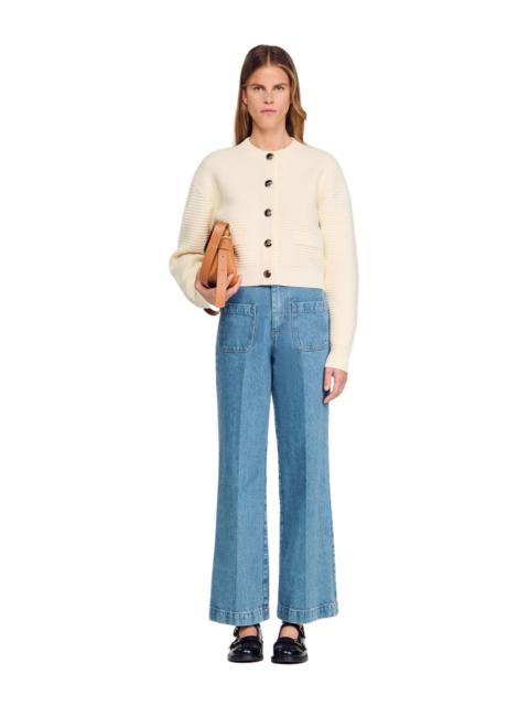 Sandro SANDRO Textured knit cardigan in Ecru at Nordstrom