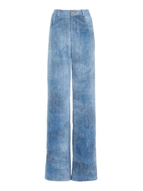 BRANDON MAXWELL The Reid Velvet Denim Straight-Leg Pants medium wash