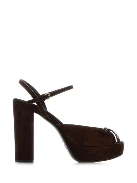 Miu Miu Miu Miu Women Dark Brown Suede Sandals