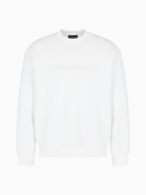 EMPORIO ARMANI DOUBLE-JERSEY SWEATSHIRT WITH EMBOSSED EMBROIDERED LOGO