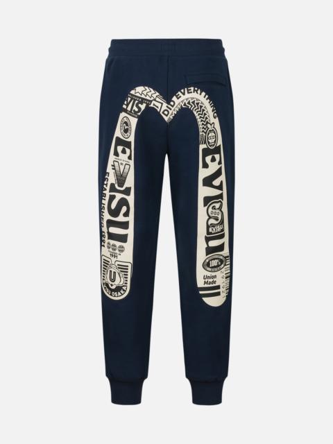 EVISU Logo and Daicock Print Relax Fit Sweatpants