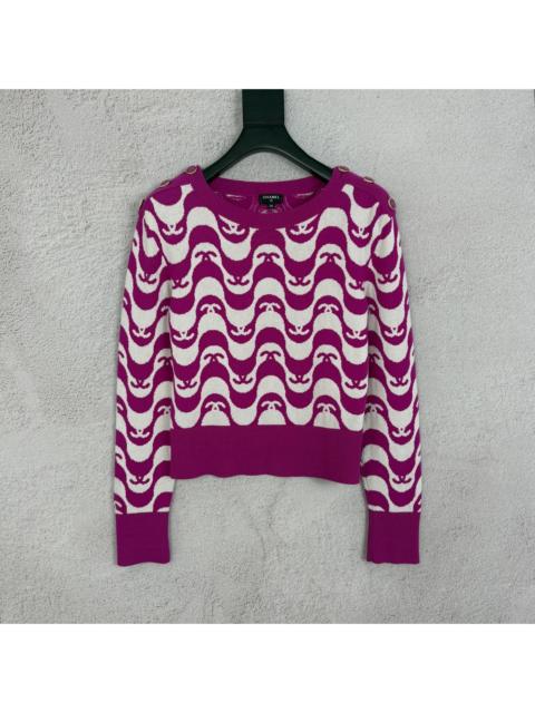 CHANEL Chanel 2021 Pink White Wave Pattern Sweater