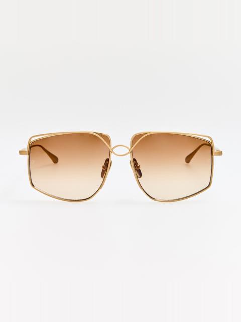 LINDA FARROW Miranda Sunglasses in Matt Champagne and Mocha