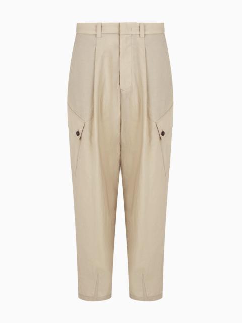 GIORGIO ARMANI ONE-PLEAT CARGO TROUSERS IN COTTON CANVAS