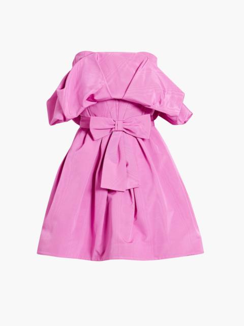 Oscar de la Renta Strapless bow-embellished cotton-blend moire mini dress