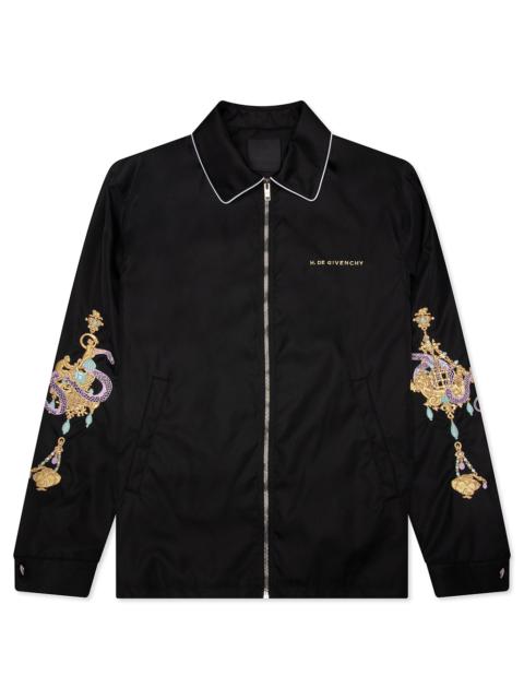 Givenchy ZIPPED JACKET WITH CHANDELIER AND SNAKE EMBROIDERIES - BLACK