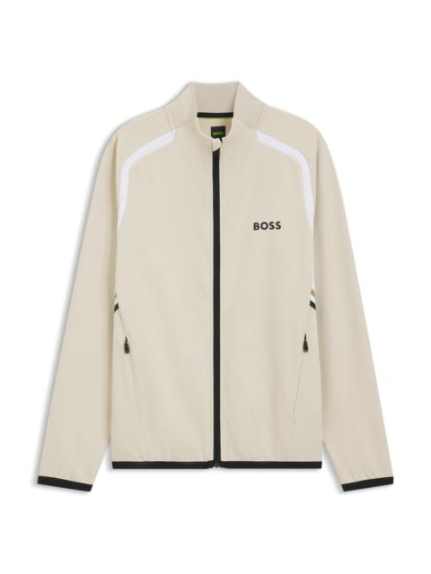 BOSS ZIP-UP SWEATSHIRT IN TEMPERATURE-REGULATING STRETCH GABARDINE