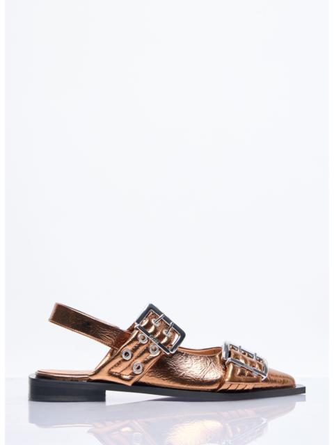 Ganni Women Feminine Buckle Ballerina Flats