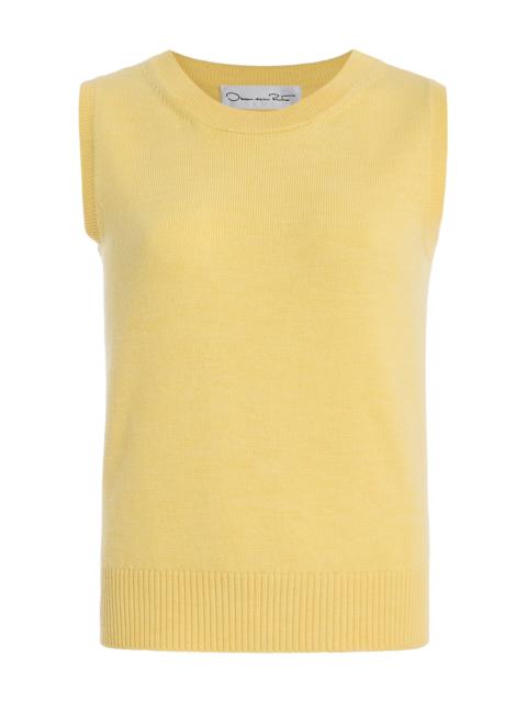 Oscar de la Renta Sleeveless Wool Sweater yellow