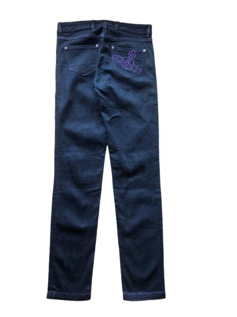 Vivienne Westwood 2000s Vivienne Westwood Purple Embroidered Orb Logo Jeans