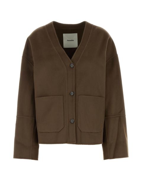 Nanushka Chocolate wool blend oversize Dodie cardigan